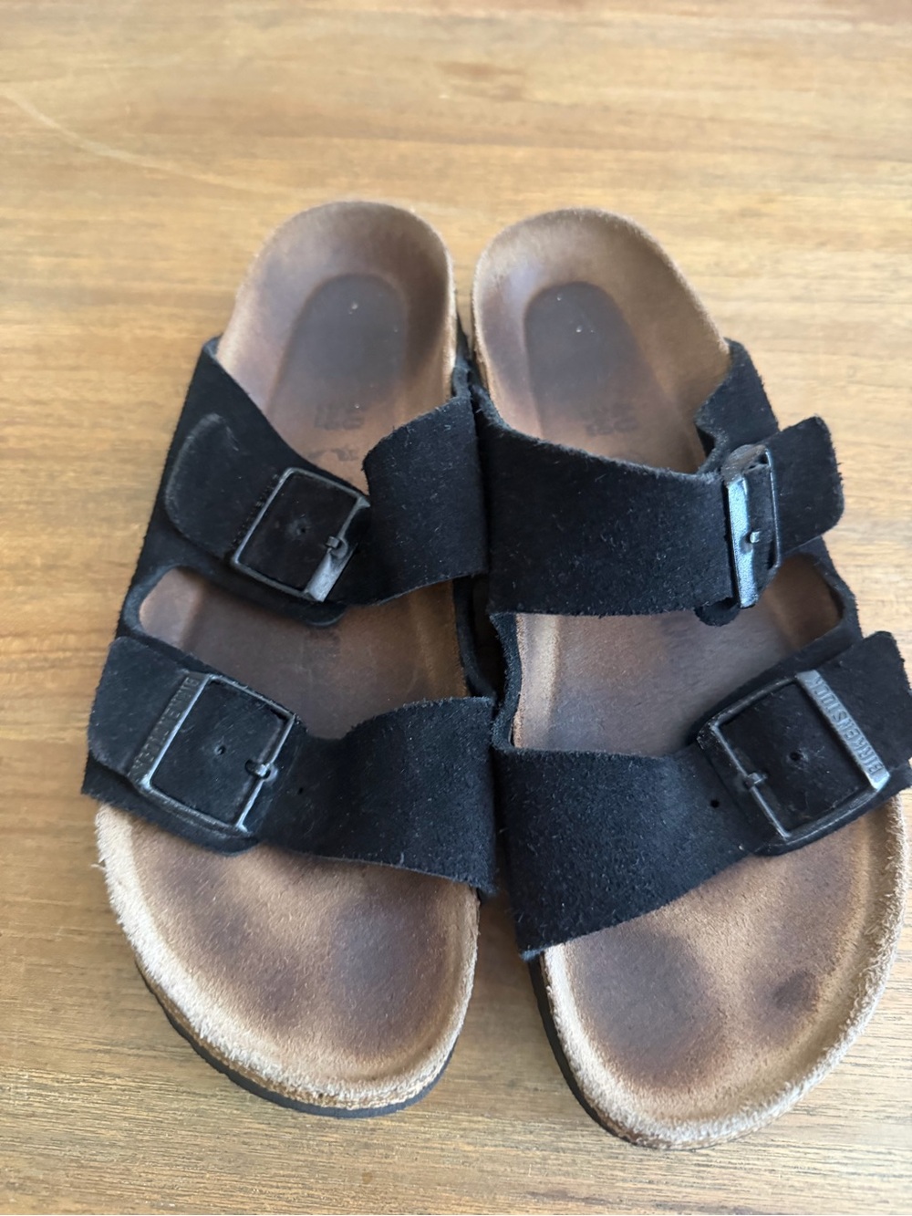 Birkenstock Kids Black Suede Double Buckle Sandals